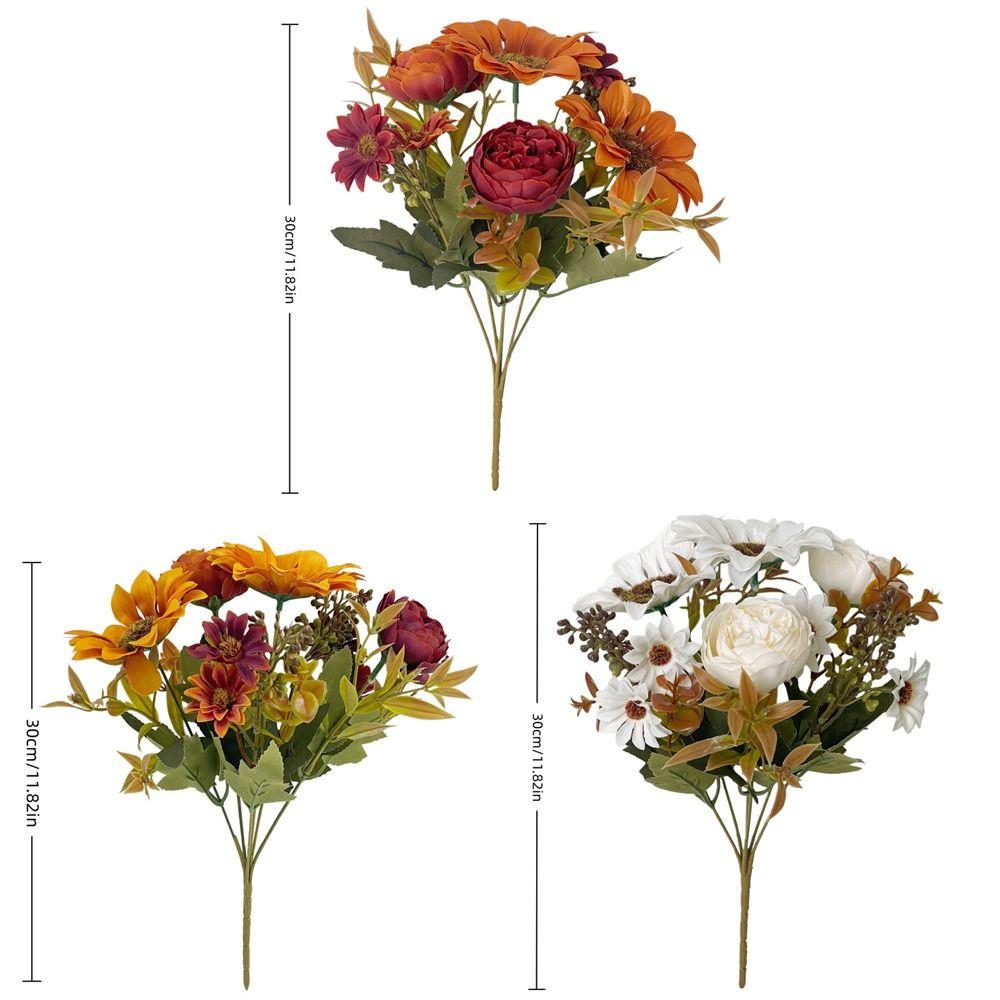 Rustic Fall Autumn Sunflower Peony Bouquet UV Resistant Silk Fake Peony Flowers Living Room Decor