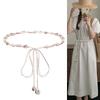 1Pc White Waist Rope Bohemian Style Woven Thin Belt Women's Shell Decoration with Dress Belt Waist Girdle