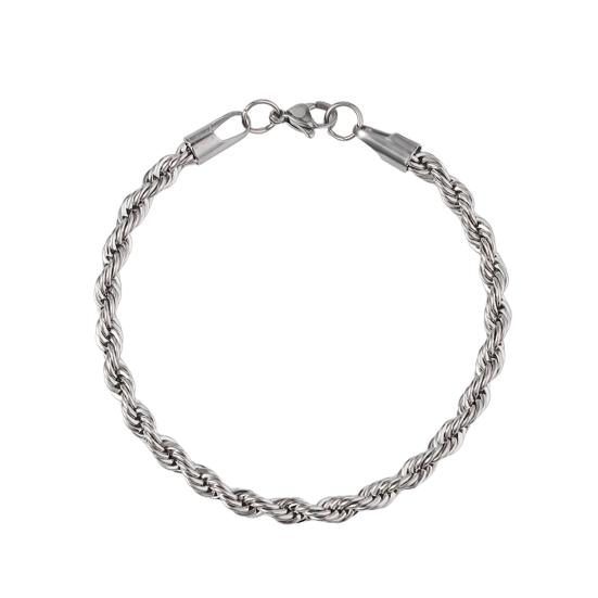 Men Bracelet Thick Hollow Chain with Lobster Clip Solid Color Polished Stainless
