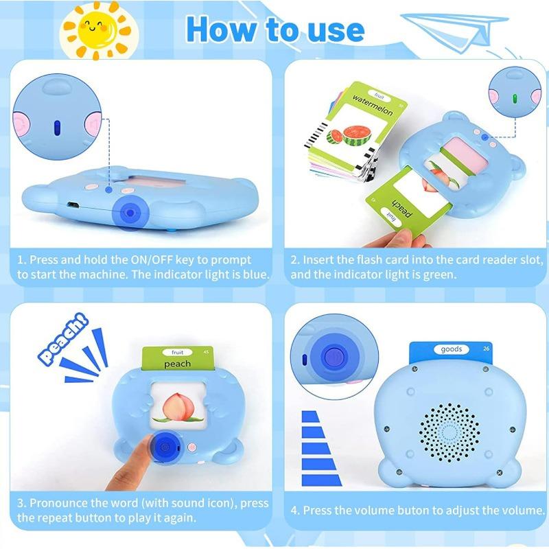 1PACK Children's Early Education Card Machine 1-6 Year Old Baby Educational Toys Chinese and English Enlightenment Literacy Card Learning Machine