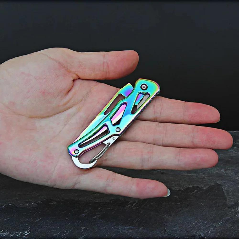 Portable Folding Knife Keychain, Fruit Cutter, Multipurpose Pocket Knife, Utility Knives, Stainless Steel, Kitchen Accessories