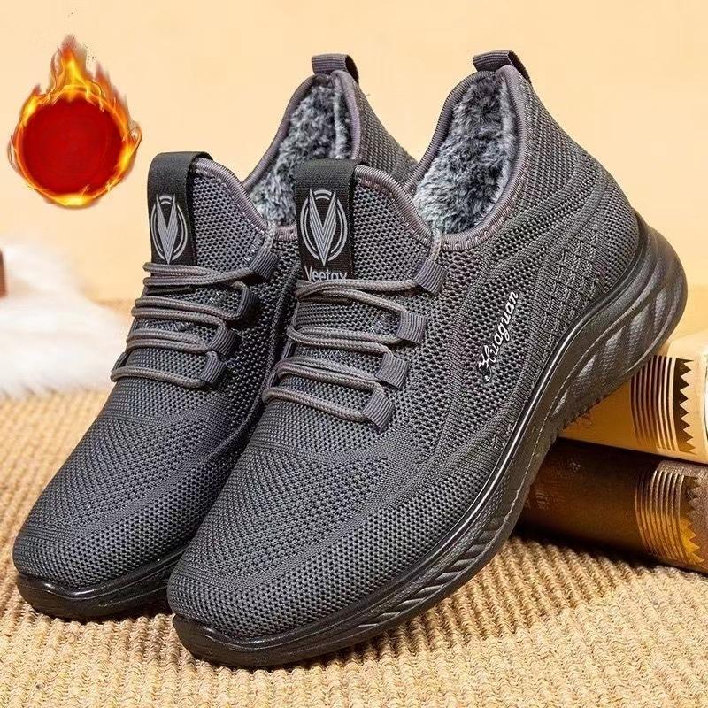 

Утепленные непродуваемые и теплые тканевые ботинки, мужские хлопковые ботинки, мягкая подошва, нескользящие ботинки для папы 44 серый