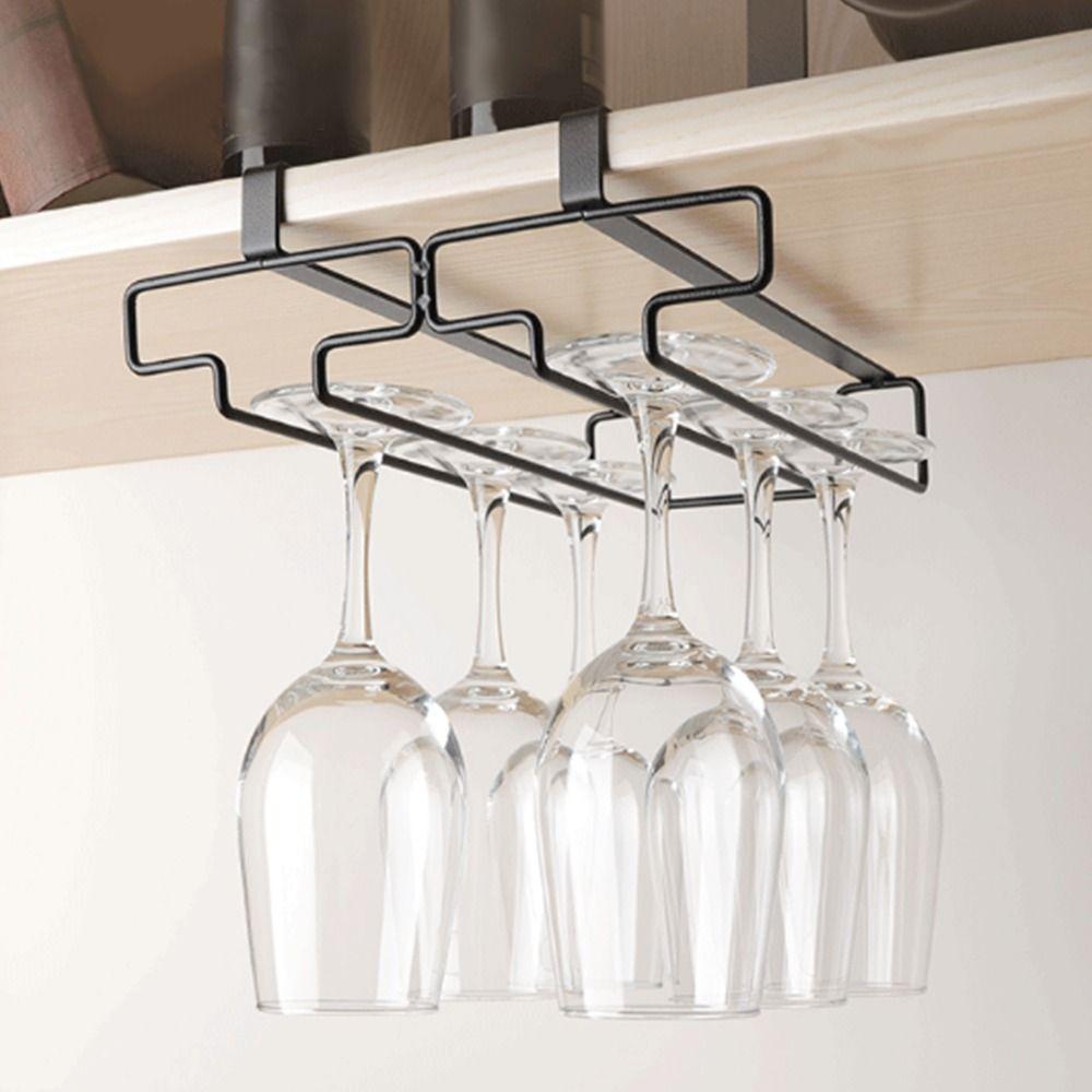 Zwei Reihen Kelchregal Langlebiger Weinglashalter Weinglas Hängeregal Schrankaufbewahrung