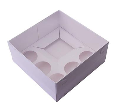 Pudełko Na Muffiny I Torcik 23X23X10Cm Biało-Transparentne Bento Box