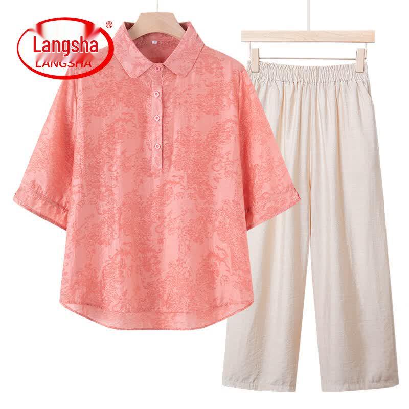 Langsha Women s Summer Short-Sleeve Shirt & Pants Set D-4XL
