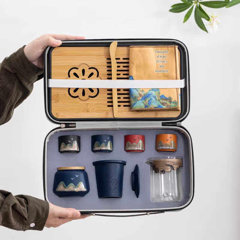 Qianli Jiangshan Portable Ceramic Travel Tea Set