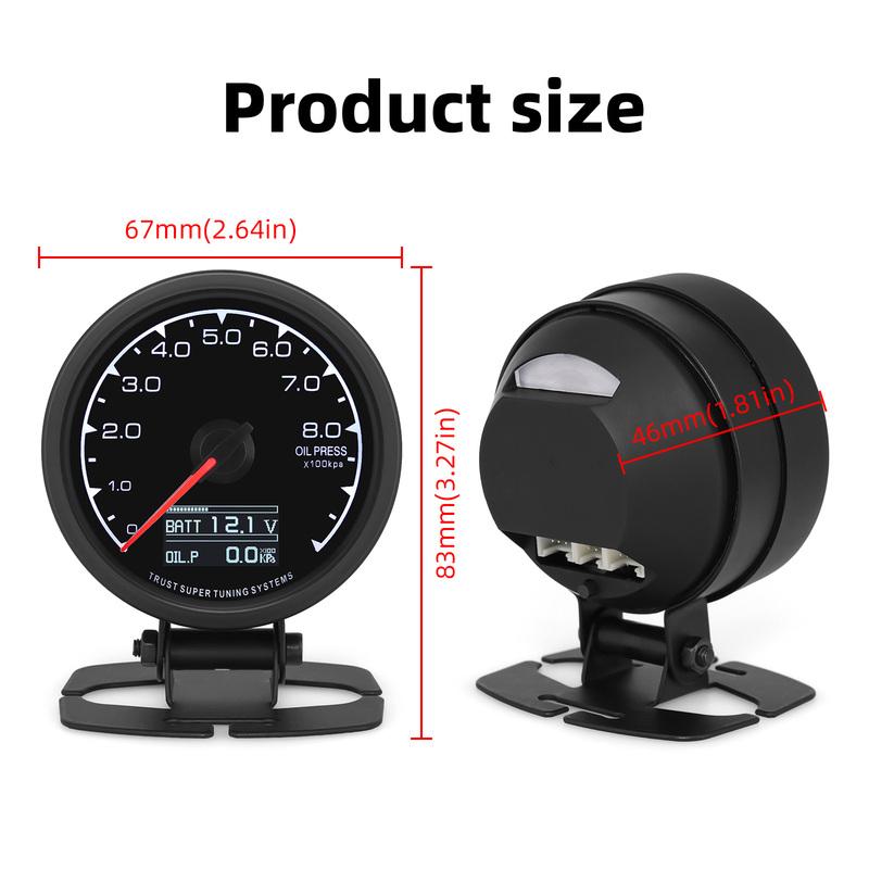 12V Automotive Oil Pressure Gauge + Oil Pressure Sensor 1/8 NPT 62mm Car Meter Digital Fuel Press Oil Manometer Diagnostic Tool