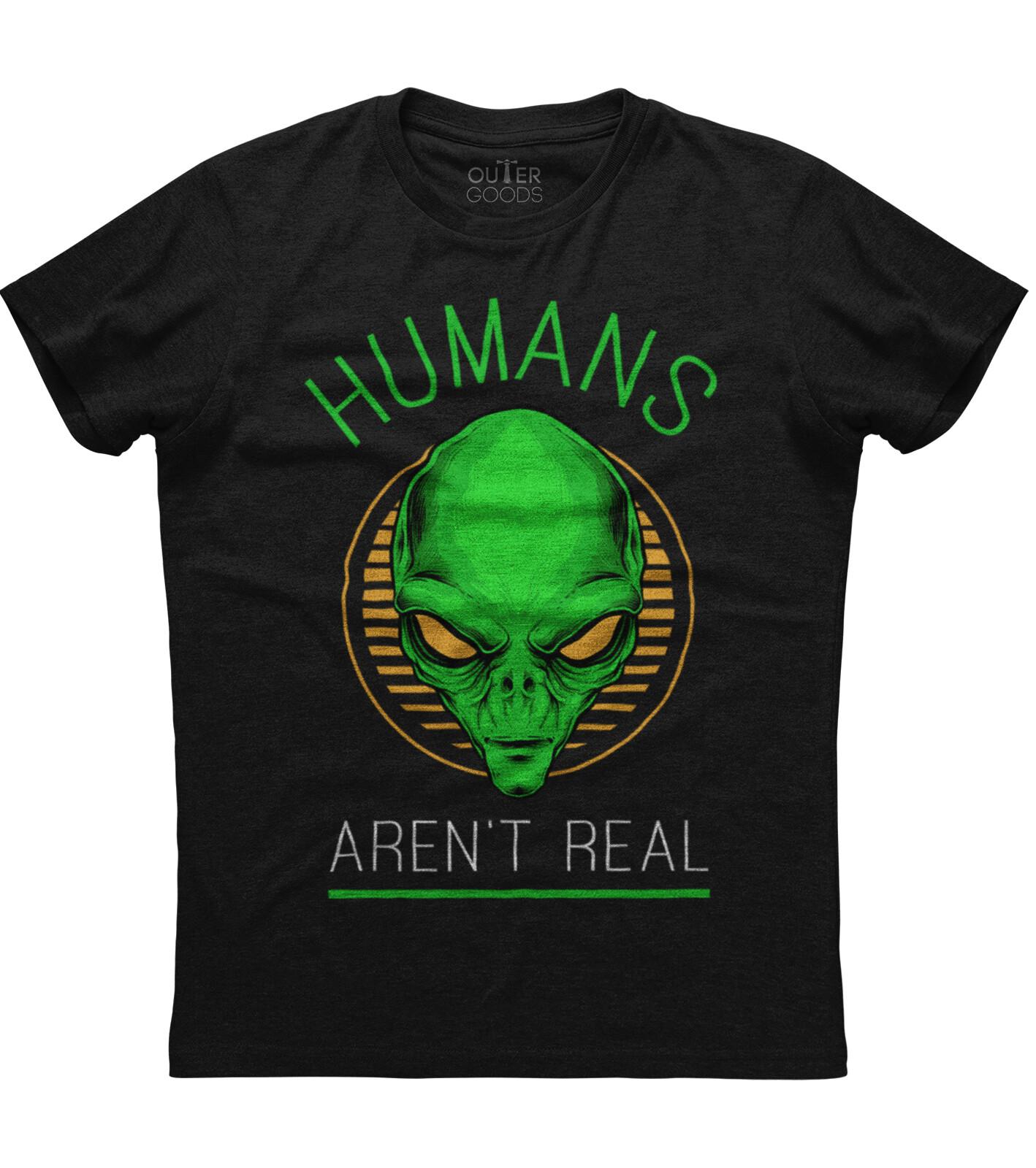 Humans Arent Real Horror Unisex Black T-Shirt M