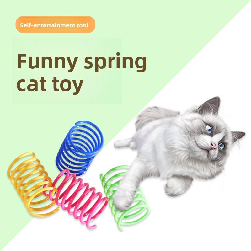 Colorful Plastic Spring Cat Toys, Plastic Colorful Spring Jumping Cat Toys, Cat Pet Supplies