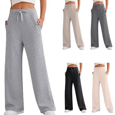 Wide Leg Pants for Women Sweatpants Straight Pants Bottom All-Match Plain Fitness Joggers Pants Travel Basic Plus Size