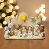 Christmas Manger Scene Figurine Set Cartoon Nativity Characters Decorative Ornament For Holiday Home Decoration And Gift Giving