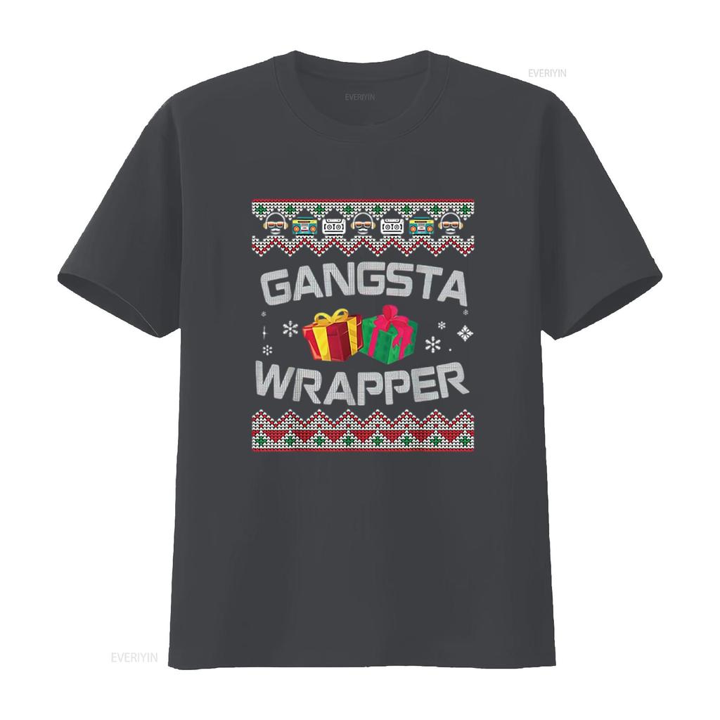 Gangster Wrapper Merry Christmas Rapper Gangsta Sweater Womens T Shirt Black Vintage Washed Unisex Versatile Comfortable Homme