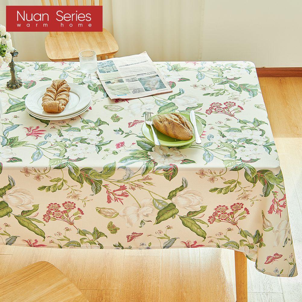 1PC Simple Spring Pastoral Print Tablecloth Fringe Decor for Tables Dining Coffee Makeup Table Decor Nuan Series