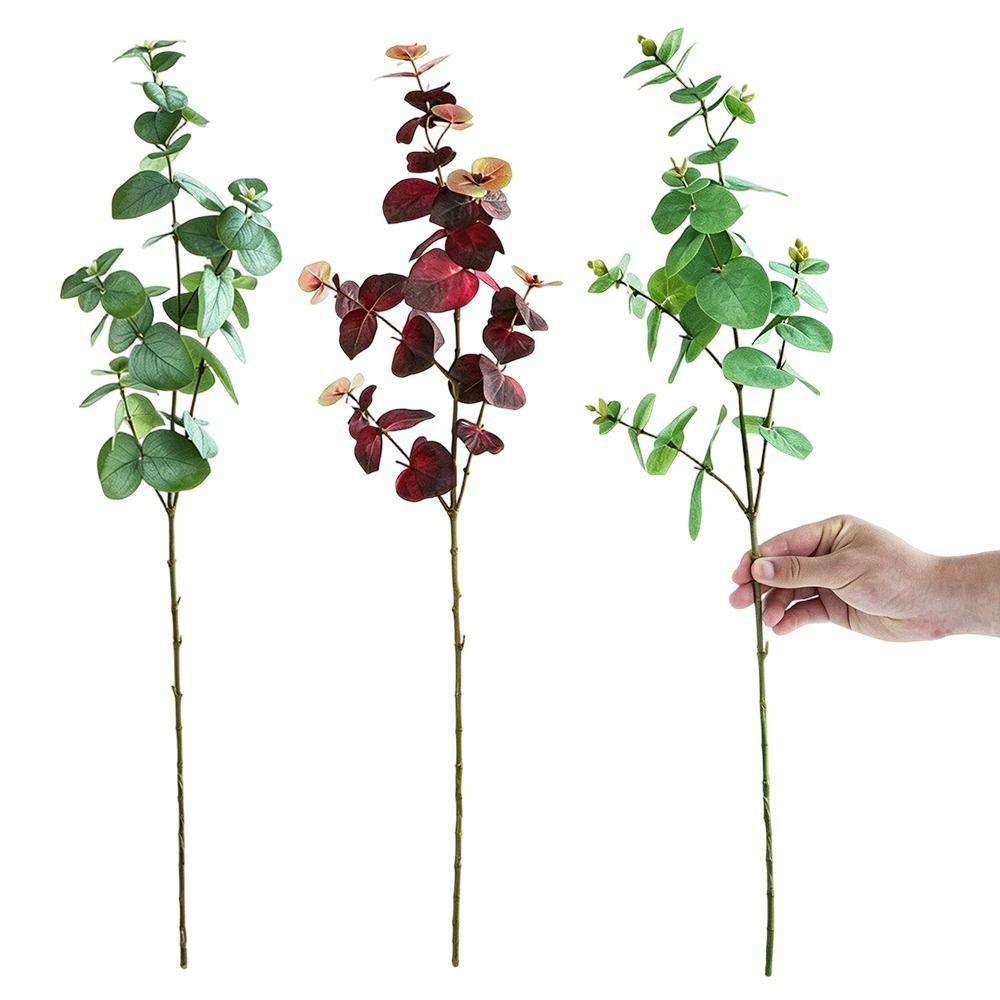 1Pcs Silk Fake Leaf Branch 75cm Silk Green Leaves Artificial Eucalyptus Leaf  for Wall Decoration