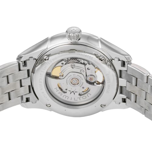 Hamilton Jazzmaster Watch, Blue Dial, Automatic, 10 ATM Water Resistance, Sapphire Crystal, 40mm, H32675140, Men's, Silver