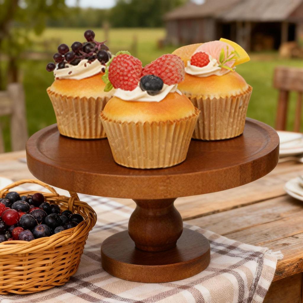 Cake Stand Cupcake Pedestal Rustic Dessert Display Plate Fruit for Party Cakes Shower