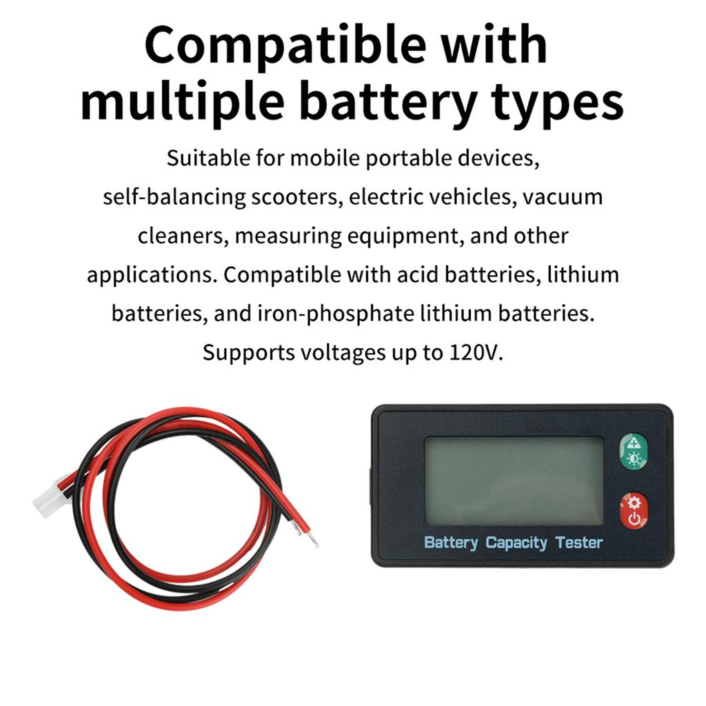 Multifunctional 8-120V LCD Digital Voltage Meter Battery Indicator Battery Electric Vehicle Battery Gauge Accessories