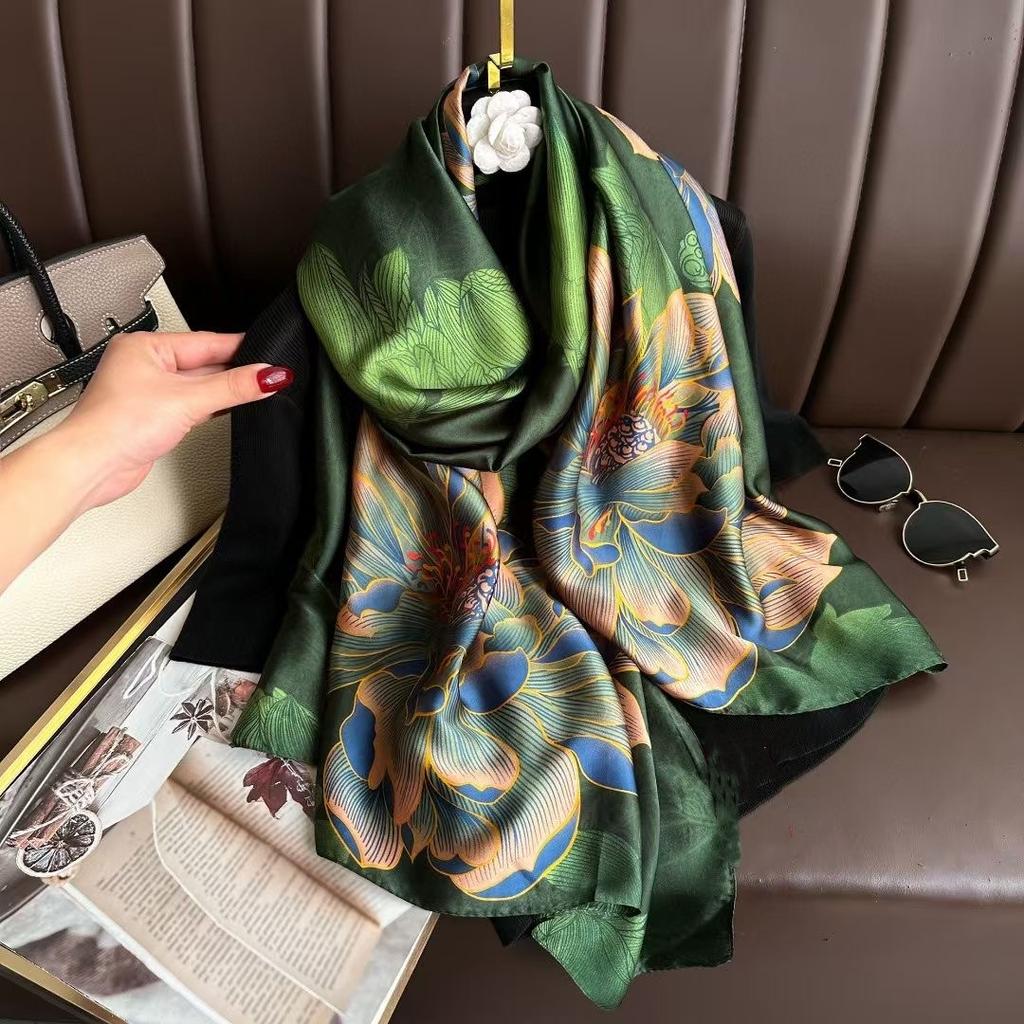 Luxury Summer Women 180X90Cm Scarf Carriage Quality Soft Silk Scarves Female Shawls Foulard Beach Cover-Ups Wraps Ladies Bandana
