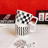 Creative High Value Niche Ceramic Cup Plaid Coffee Cup French Striped Mug Girl Gift Tea Cup
