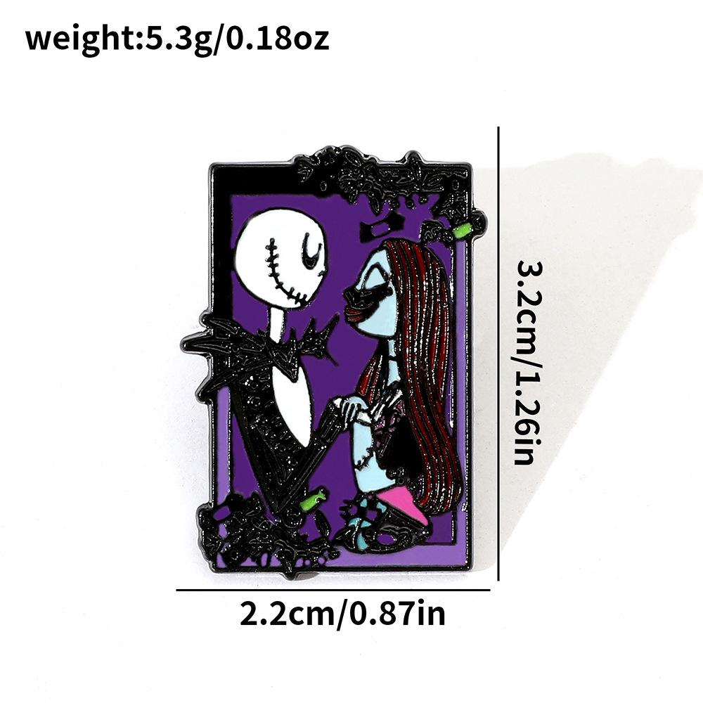 Мультяшный Креативный Персонаж Канун Рождества Ужасы Персонаж Металлический Значок Череп Джек Салли Буги Сплав Брошь