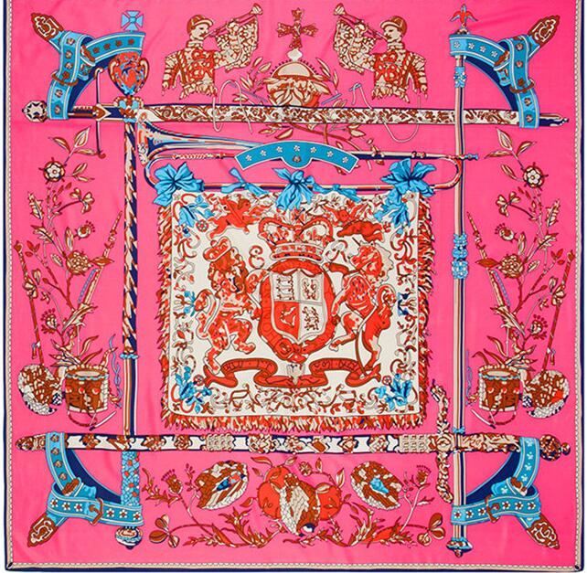 130cm*130cm Royal Chant Silk Totem Square Scarf Women's Scarves Bandana Echarpe Hiver Femme Ponchos And Capes Foulard