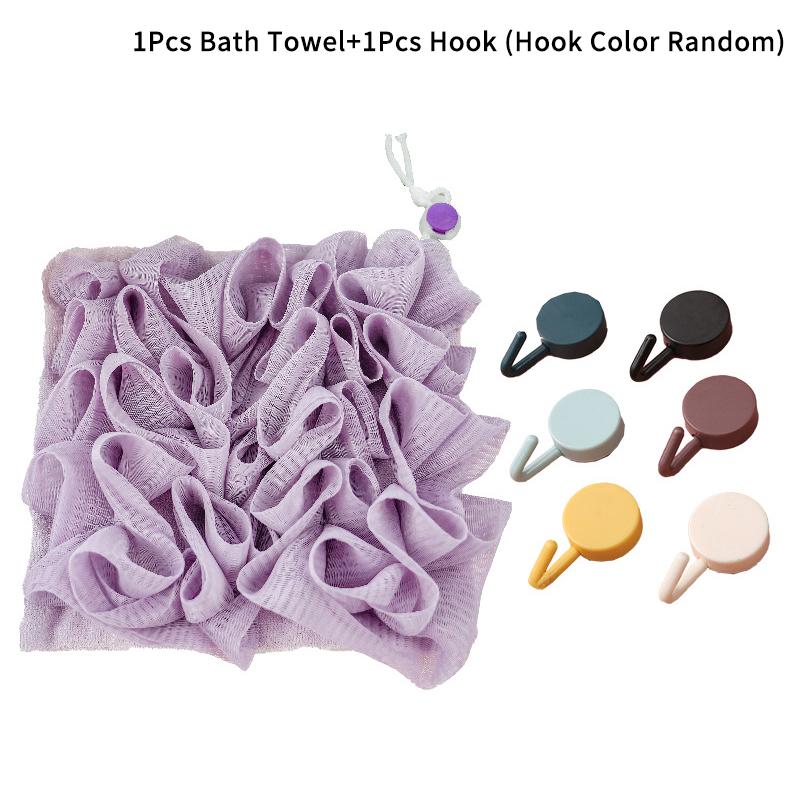 2-In-1 Bath Ball Towel Loofah With Drawstring Closure For Soap Soft Exfoliating Mesh Shower Sponge Skin Care Bathing Tool