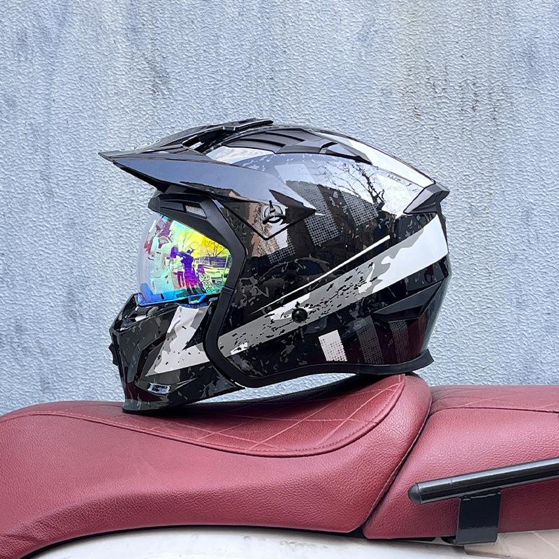 Street Fighter Motorcycle Helmet Men's and Women's Full Helmet Four Seasons Locomotive Retro Detachable Combination Helmet