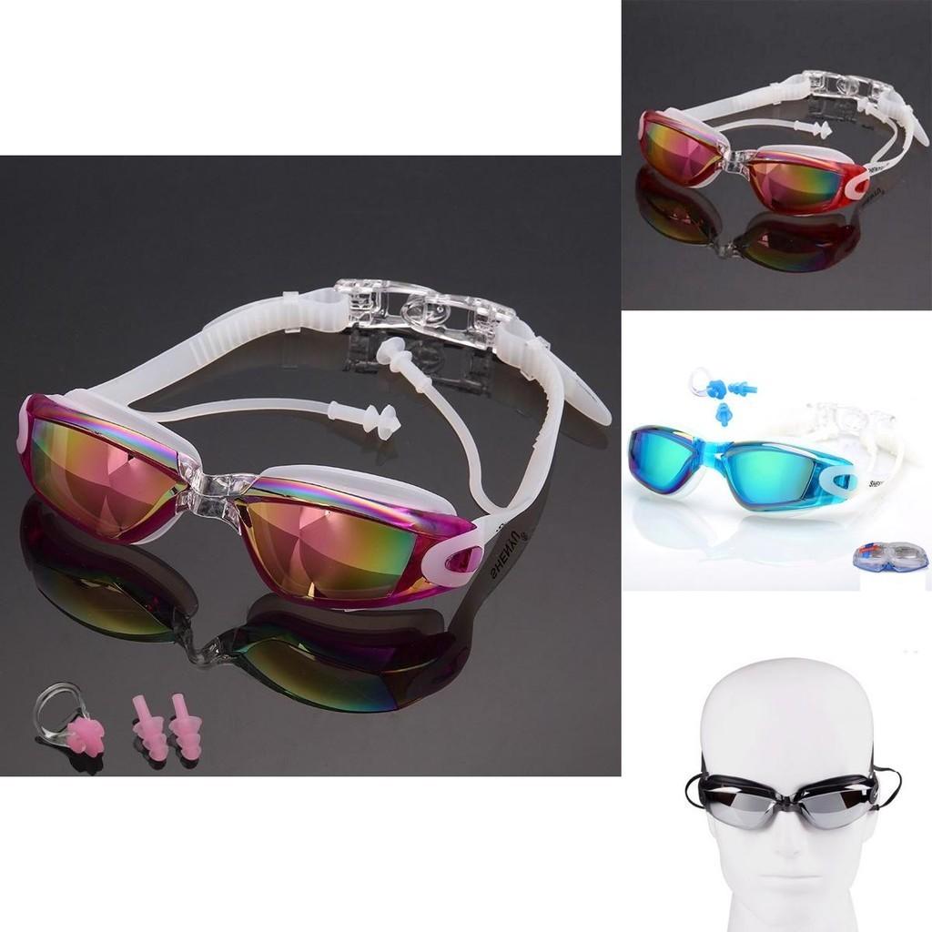 Gafas de Natación Premium Impermeables Y Antivaho Recubrimiento de Colores Espejo Pequeño Set de Competición Para Visión Cristalina