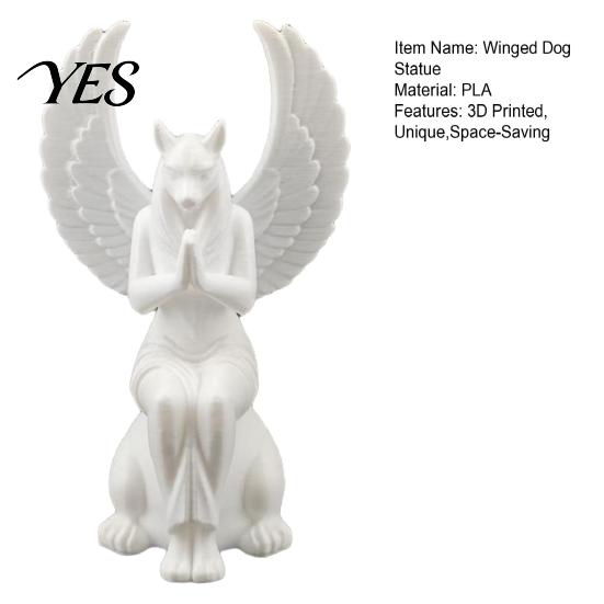Head Winged Statue Egyptian Dog Statue, Mythical Creature Figurine for Desk, Collectible 3D Printed Ancient Decor Home Office, Gift Art