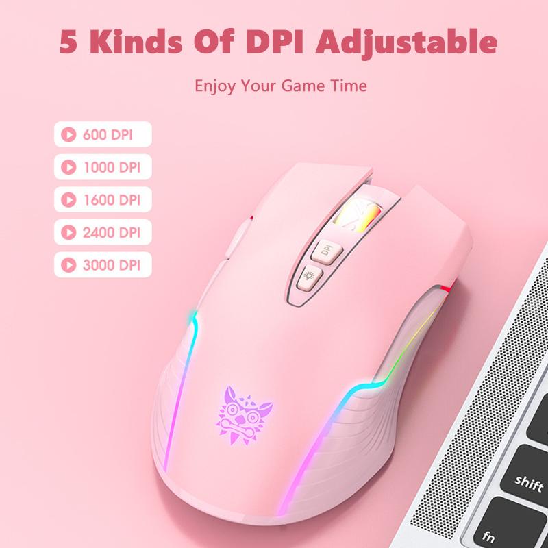 ONIKUMA Wireless 2.4G USB Game Mouse RGB Golwing 3000 DPI Gaming Mice Large Capacity Battery Mouse For Game Office Comfortable Hand-Feeling