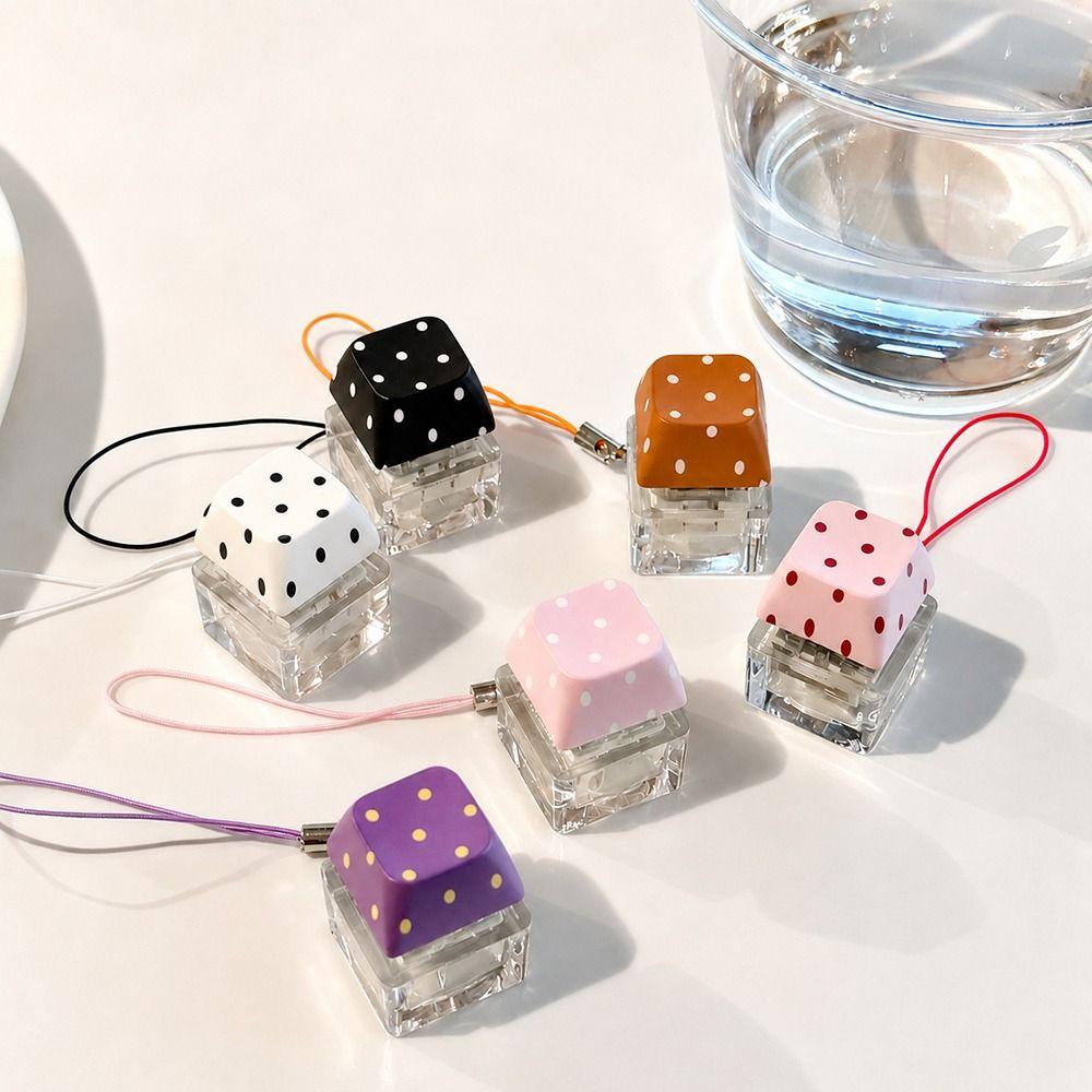 Polka Dot Finger Keyboard Caps DIY Keyboard Pinch Toy Relaxing Fidget Keychain