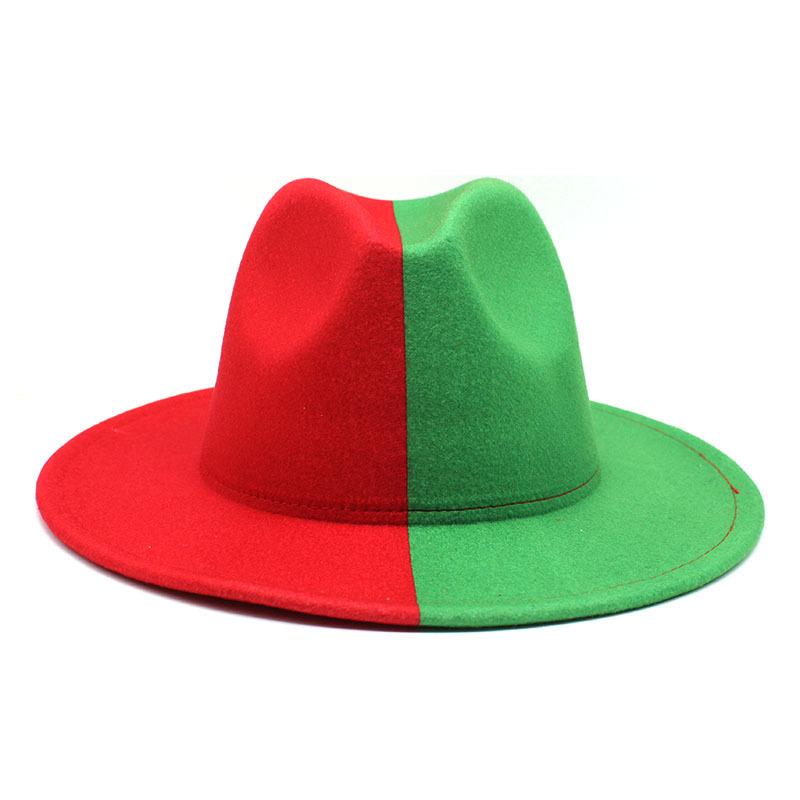 Vlněný klobouk ve dvou barvách Jin a Jang Módní jazzový klobouk s plochou krempou 02