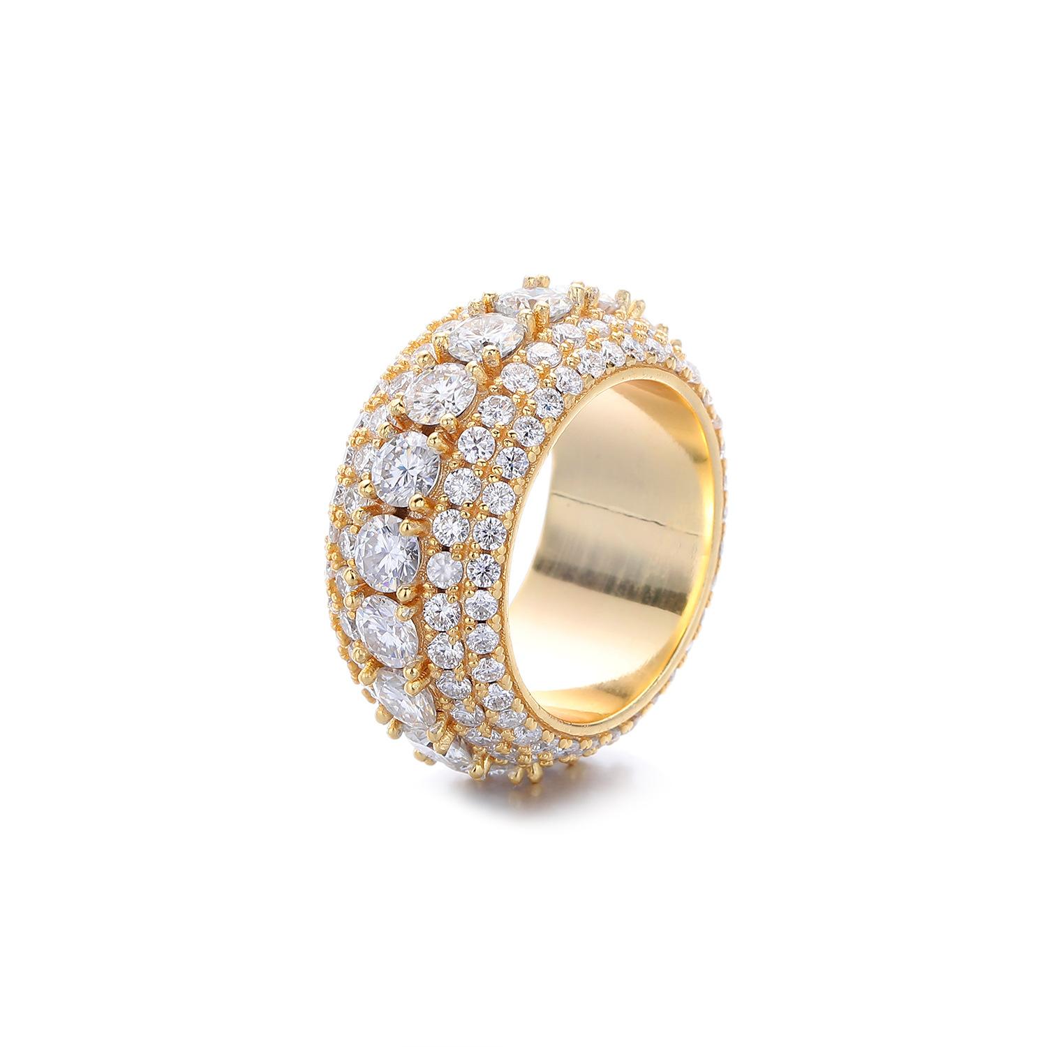 

Spot supply full of copper zircon European and American rings trendy solid rings hip hop rings men no. 11 золотий