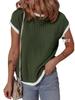 Women's Short Sleeve Ribbed Knit T-shirt - Casual Spring/Summer Top