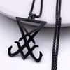 Sigil Church of Satan Stainless Steel Statement Necklace  Seal of Lucifer LaVey Hidden Devil Long Necklace Jewelry