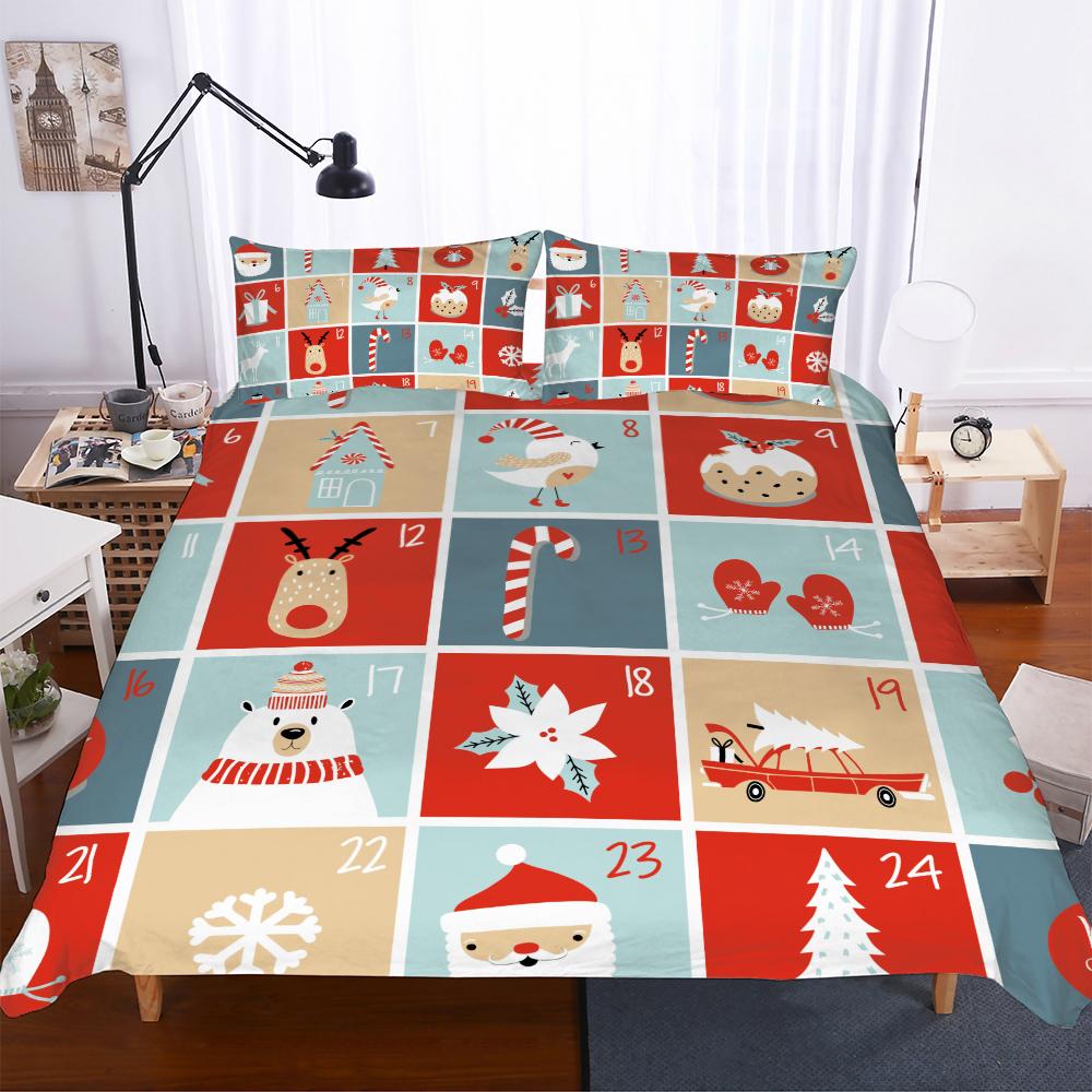 Bedclothes  Superking Bedding Merry Christmas Bedding Set 200X200 Lovely Bear New  Decorations Duvet Cover Set 3Pcs