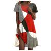 Dames Jurk Bloemenprint Oversized Strandjurk Korte Mouw Ronde Hals Midi Jurk Onregelmatige Zoom Elegante Losse Knie Lengte Jurk