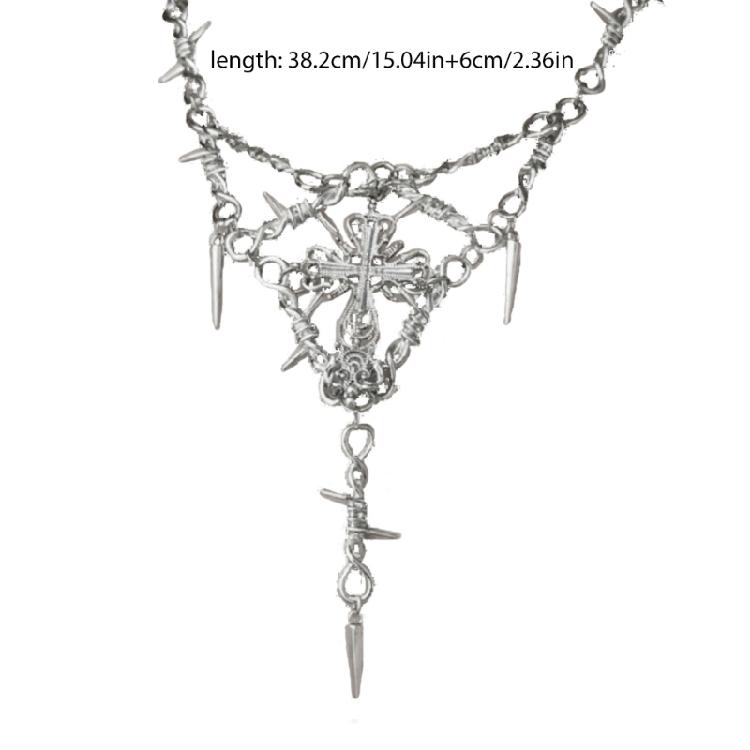 Necklace Jewelry for Men Women Y2K Safty Spur Cross Pendant Choker Chain Party
