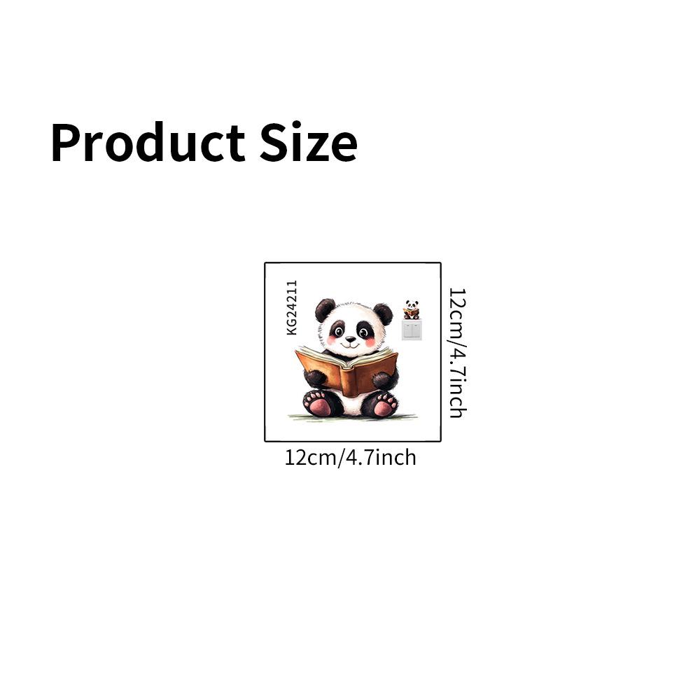 Panda Cartoon Waterproof Wall Sticker - Self-Adhesive, Removable Switch Decor 12x12 cm
