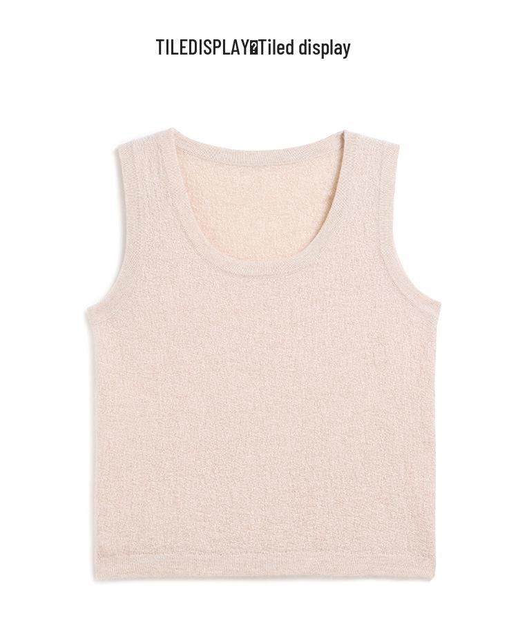 Women's Sleeveless U-neck Cashmere Knit Camisole - Warm Base Layer Vest