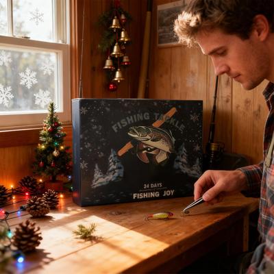 Weihnachts-Countdown-Kalender 24 Tage Süßwasser Salzwasser Countdown bis Weihnachten Angelköder-Kalender für See Bach Fluss
