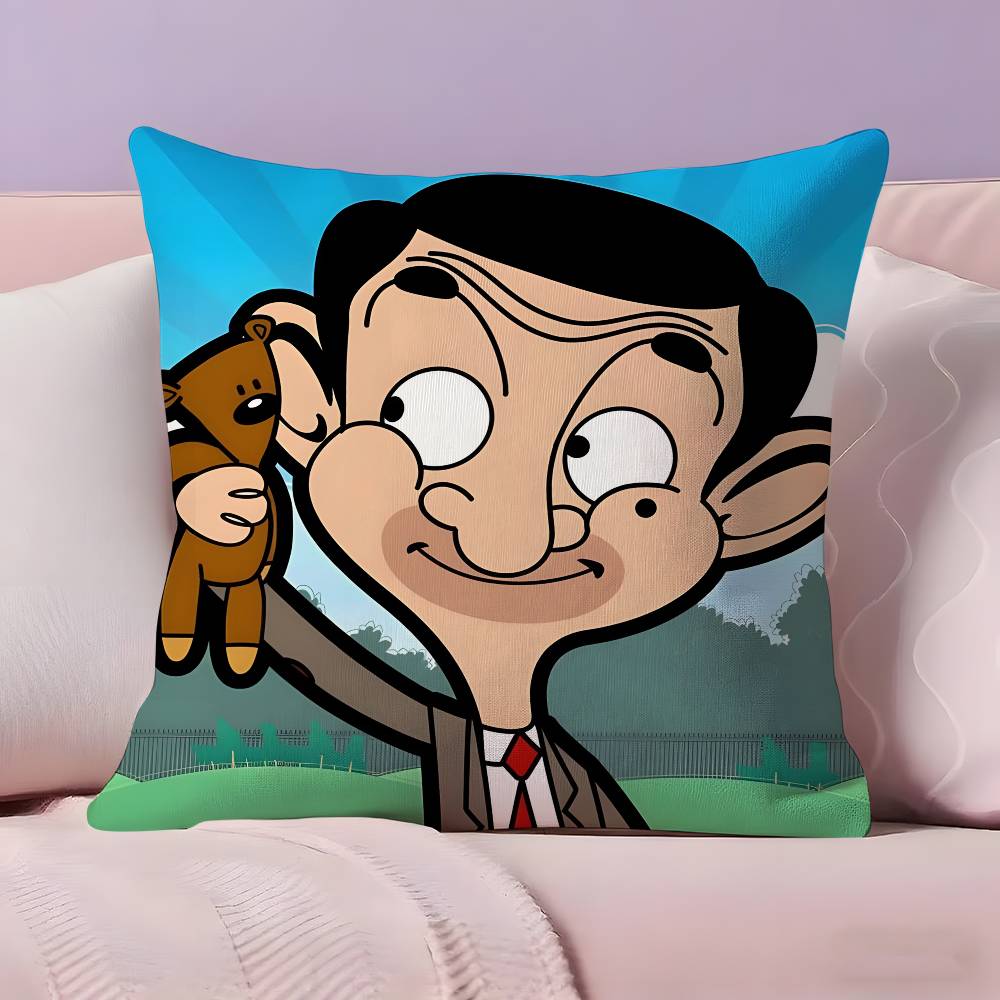 

M-Mr BeanS Cartoon Pillow Case Pillowcase Ultra Soft Skin Friendly Fabric Cloud Like Comfort & Concealed Zipper 20x20Inch