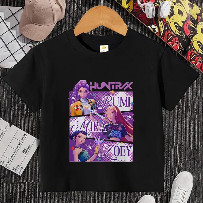KPop Devil Hunter Cartoon Anime Children's Round Neck Fashion Casual Top Children's T-shirt