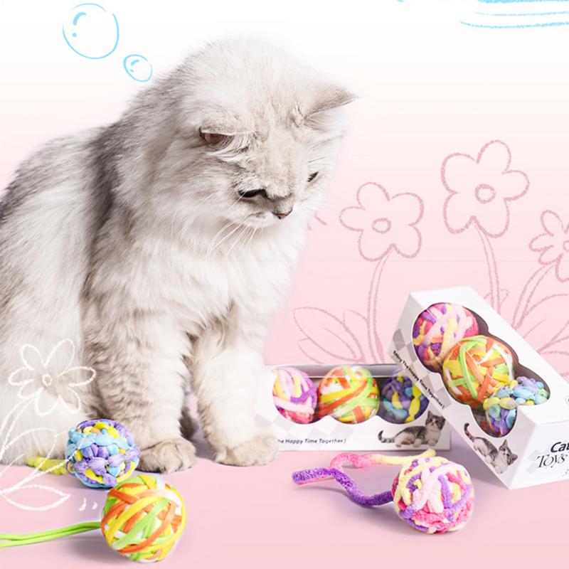 

Interactive Cat Toy Ball Kitten Toys Interactive Cat Ball 3 Pieces Colorful Soft Teeth Cleaning Supplies With Bells Pet Supplies CHINA