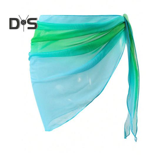 Beach Sheer Cover Up Skirt Gradient Color Chiffon Bikini Wrap Versatile Scarf Swimwear Shawl Sunscreen Cover Up