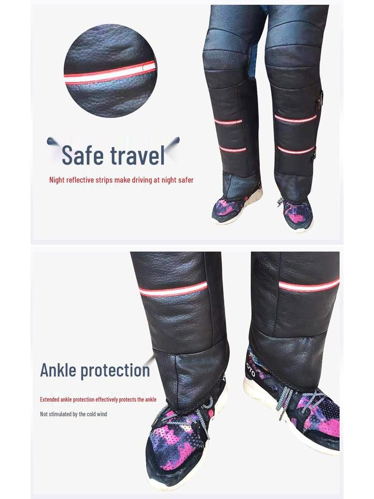 Extended Sheepskin Wool Leg Warmers - Windproof and Thickened Knee Pads for Winter Cycling & Cold Protection