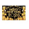 Black Gold 2026 New Year Backdrops Colorful Balloon Photo Background Party Background  Photo Studio