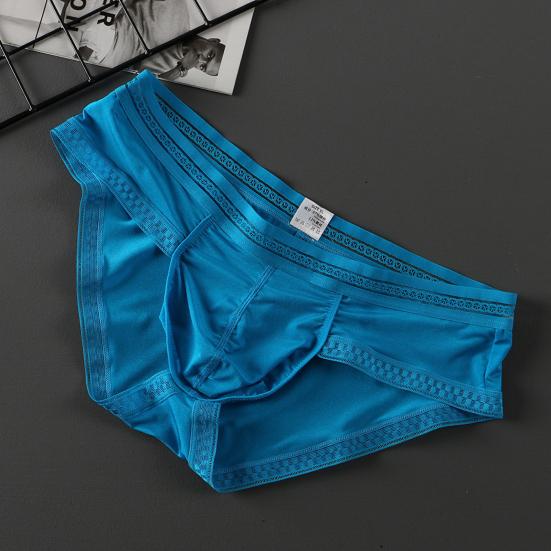 Men Briefs Solid Color Low-rise Ice Silk Briefs U-Convex Large Space Not Tight Underwear Ultra-thin Panties