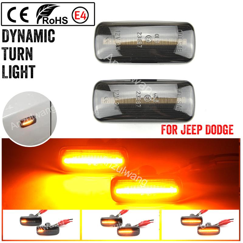 2Pcs Amber Turn Signal Light Dynamic LED Side Marker Lamp For Jeep compass Grand Cherokee Chrysler 200 300C Dodge Avenger Lancia