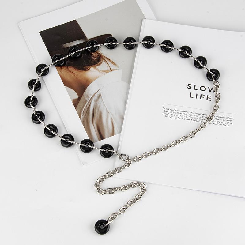 Fashion European and American Donuts Metal Decorative Waist Chain Women's Circle Ins Style with Dress Accessories Belt Women